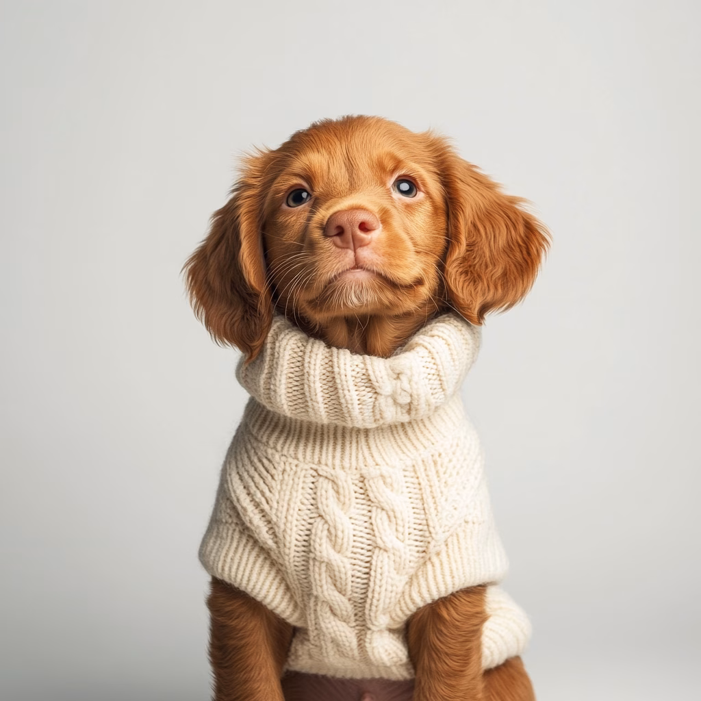u7255715375 A brown puppy with floppy ears sits against a pla 775bd699 ce9e 470d a922 9bd2664f9104 3