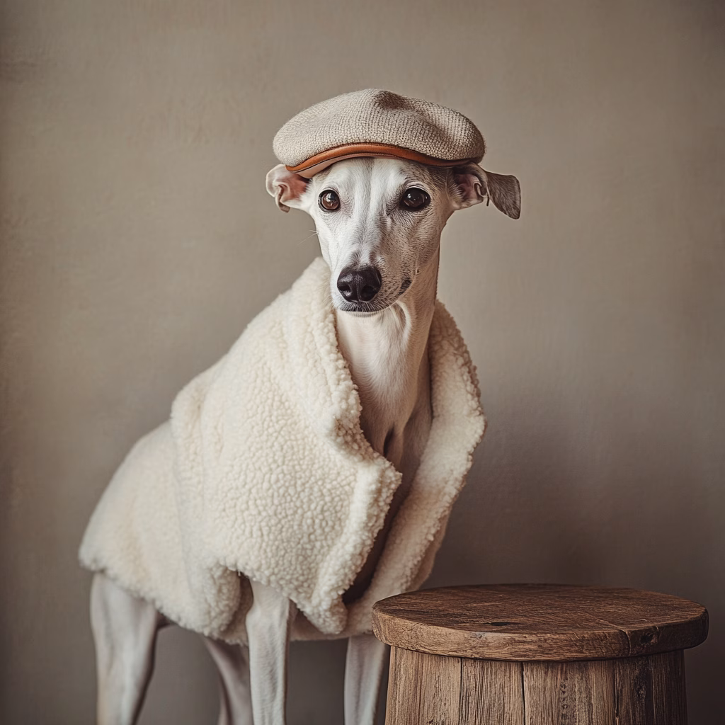 u7255715375_A_sleek_white_Greyhound_wears_an_off-white_sherpa_47b47449-7e6f-44db-aafe-0374b6299bd8_0