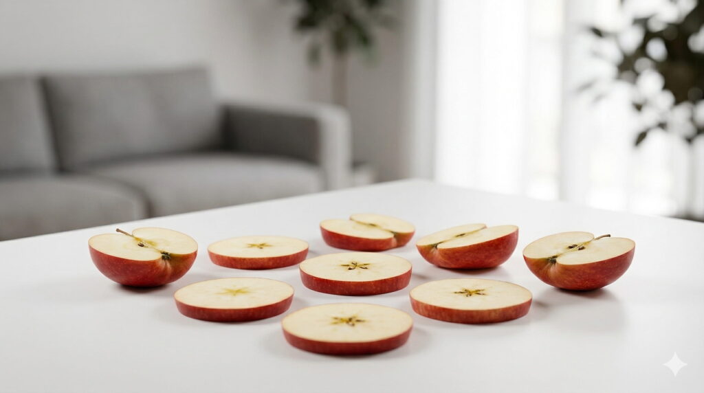 Manzana cortada en trozos pequeños segura para perros