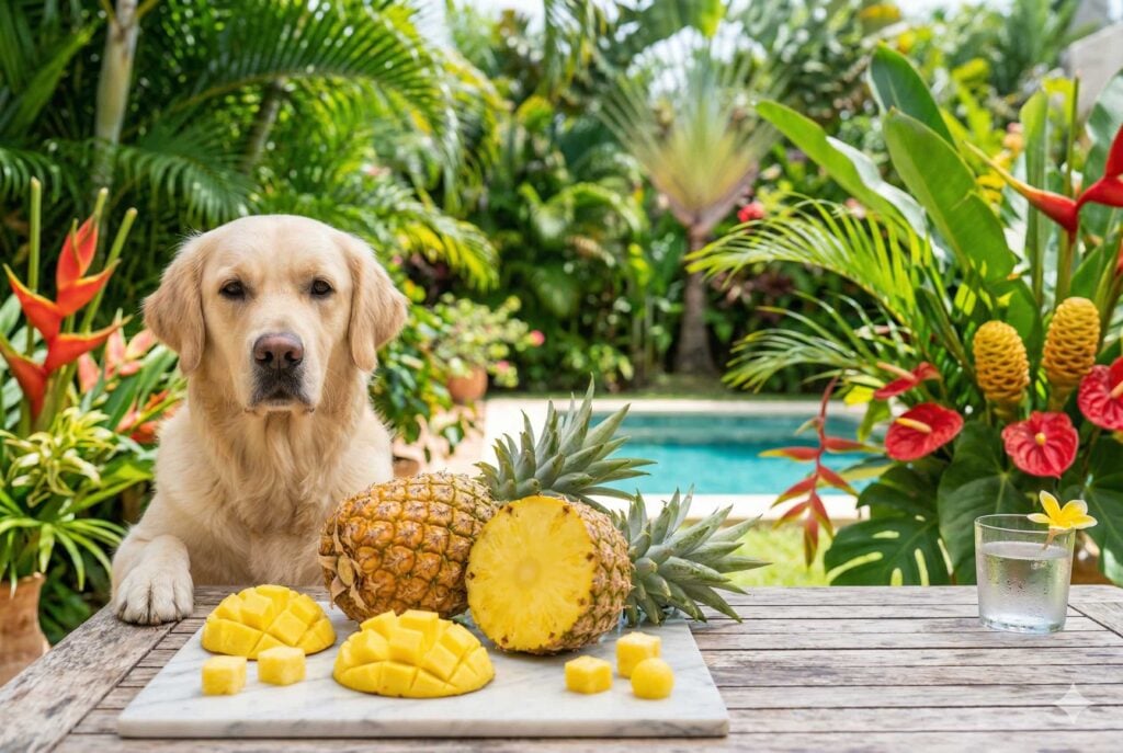 Los perros pueden comer piña en pequeñas cantidades como snack natural